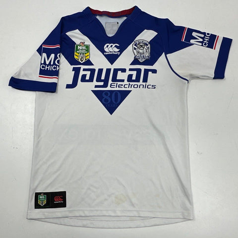 Canterbury Men's NRL Bulldogs 2015 80th Anniversary Rugby Jersey White Blue