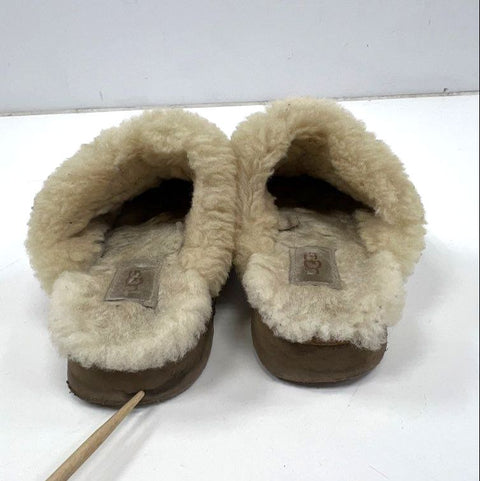 Ugg Disquette Chestnut Suede Sheepskin Platform Slippers Women's Size 6