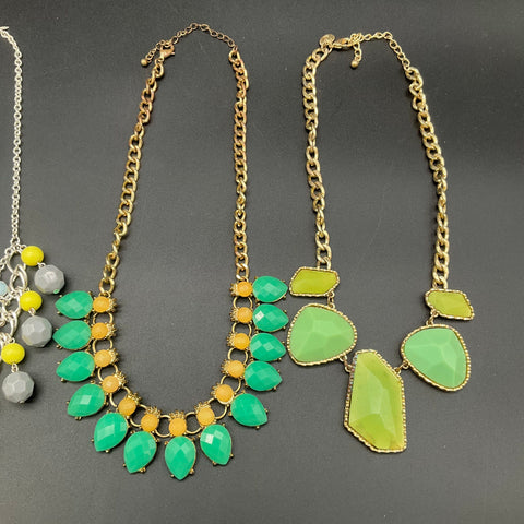Statement Fashion Jewelry Lot of 5 Necklaces Gold Silver Tone Bib Pendant