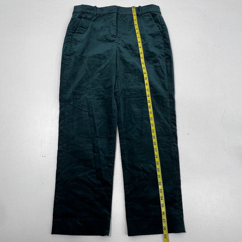 J. Crew Women's Kallie Pant Dark Green Velvet High Rise Straight Leg Size 10 NWT
