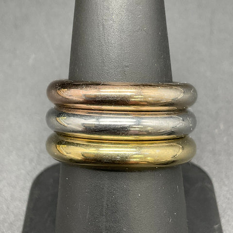 Milor Italy Stainless Steel Tri-Color Stacking Band Ring Set of 3 Size 8