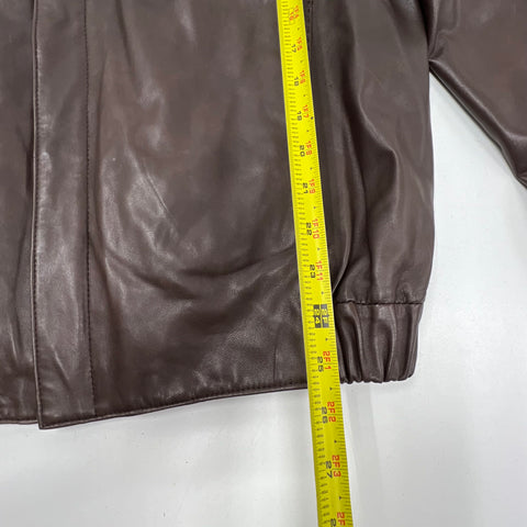Marc New York Brown Leather Bomber Full Zip Jacket Men's M