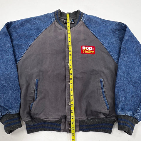 Vintage 1996 Rod & Custom AmeriCruise Tour Denim Varsity Jacket Made USA Sz XL