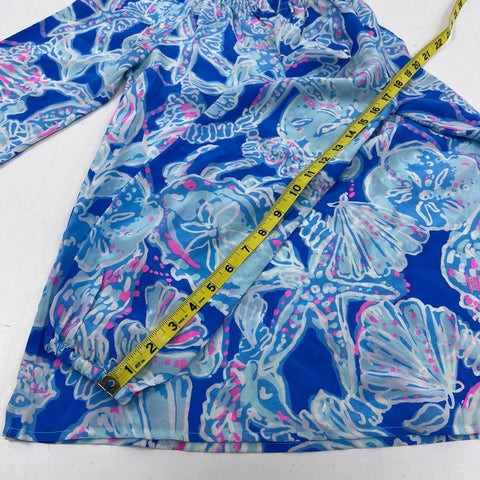 Lilly Pulitzer Women's Lot of 2 Silk Elsa Tops Pink Floral Blue Seashell Sz XS