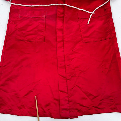 Vintage 90s Korean Red Satin Embroidered Floral Robe Dressing Gown Sz L