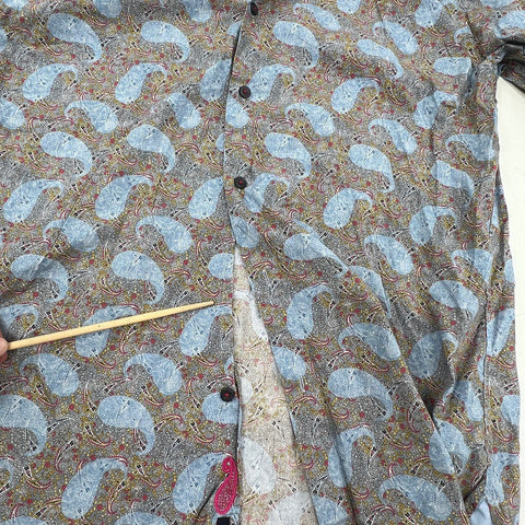 Visconti Black Men's Button Down Shirt Blue Gray Paisley Made in Italy Sz M