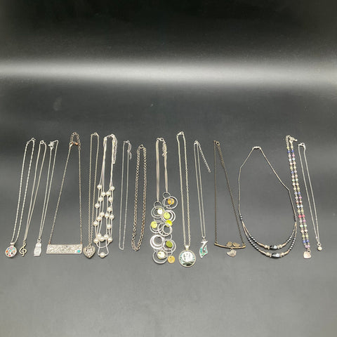 Mixed Costume Jewelry Necklace Lot 15pc Faux Pearl Pendants Vintage to Modern