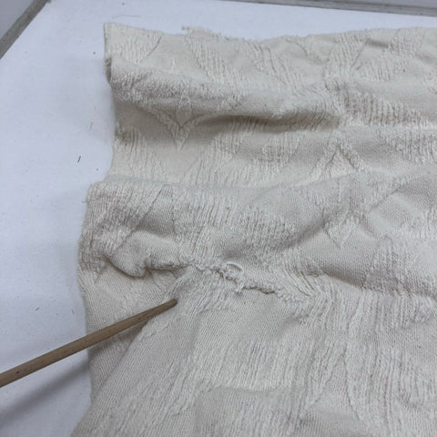 Crown Crafts Cotton Blanket Bedspread Cream Woven Jacquard Fringed Vintage