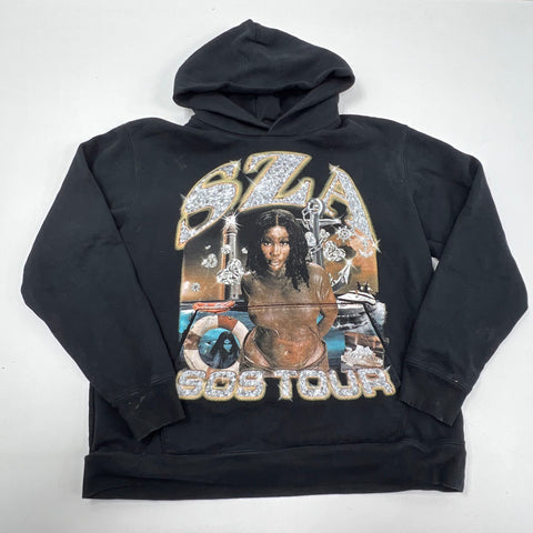 SZA SOS Tour Black Graphic Hoodie Top Dawg Entertainment Sweatshirt Men's L