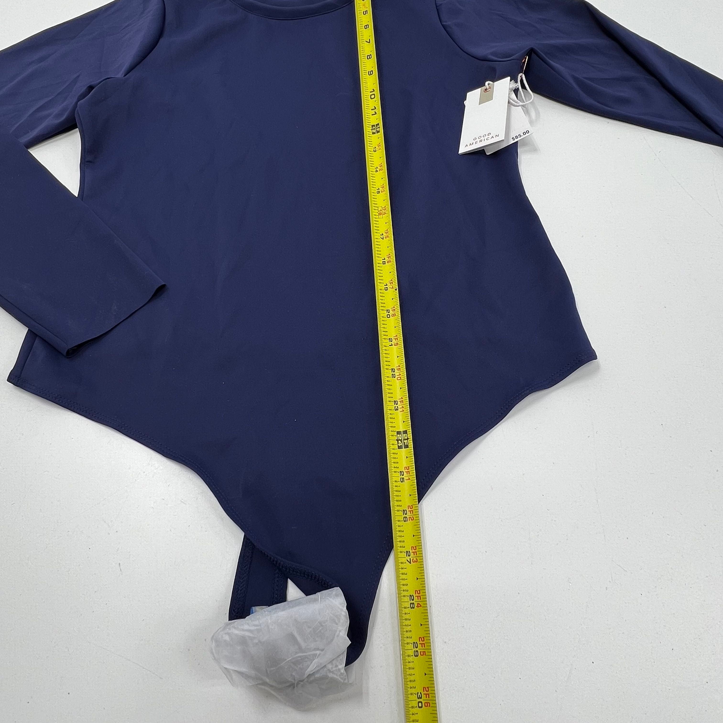 NWT Good American Blue Rinse One Piece Thong Long Sleeve Bodysuit Size 4