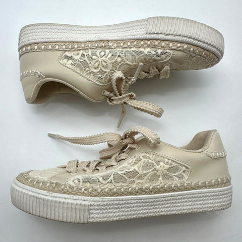 Marc Fisher Spryng Cream Floral Lace Low Top Platform Sneakers Women's Size 8.5
