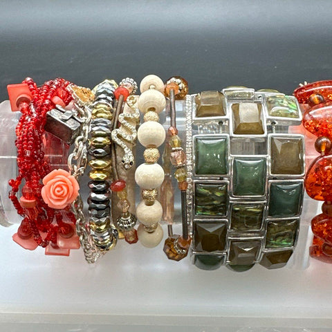 Eclectic Wearable Jewelry Lot of 20+ Bracelets Bangles Cuff Boho Beaded