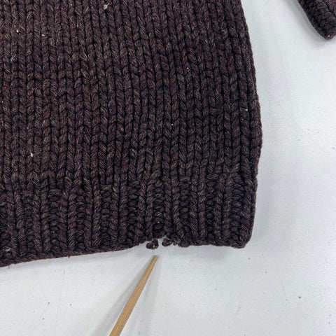 Vintage 90s J. Crew Men's Brown Chunky Wool Striped Crewneck Sweater Sz XL
