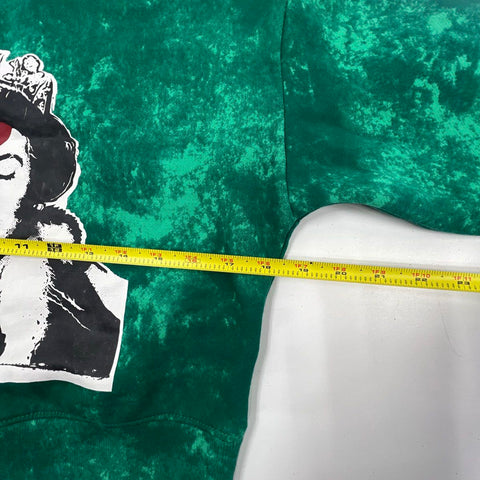 NWT Guess x Brandalised Oleen Green Banksy Cropped Sweatshirt Womens S