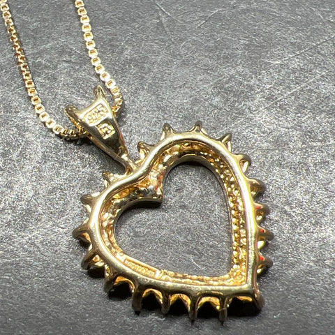 Vermeil 18K Over Sterling Silver Diamond Accent Heart Pendant Necklace 4.71g IOB
