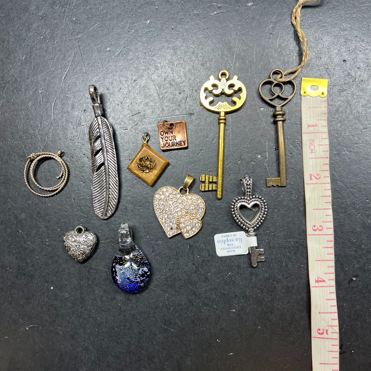 Lot of Assorted Pendants Heart Key Shape Lot of 10