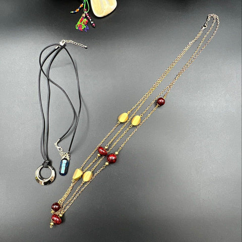 Boho Eclectic Mixed Necklace Jewelry Lot 12pc Shell Beaded Pendant Southwestern