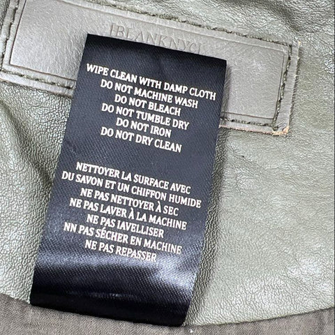 [BLANKNYC] Women's Olive Mixed Media Asymmetrical Zip Jacket Draped Cowl Sz S