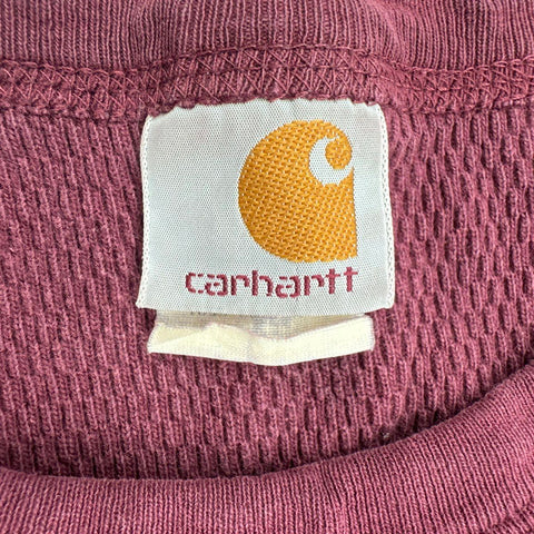 Vintage 90s Carhartt Men's Waffle Knit Thermal Long Sleeve Shirt Burgundy
