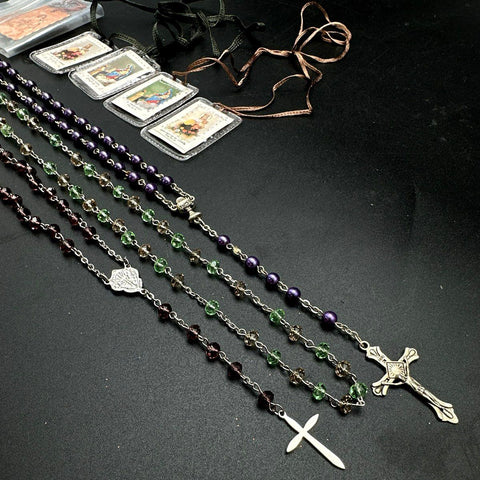 Religious Devotional Lot 8pc Rosaries Scapulars Good Shepherd Medal Italy