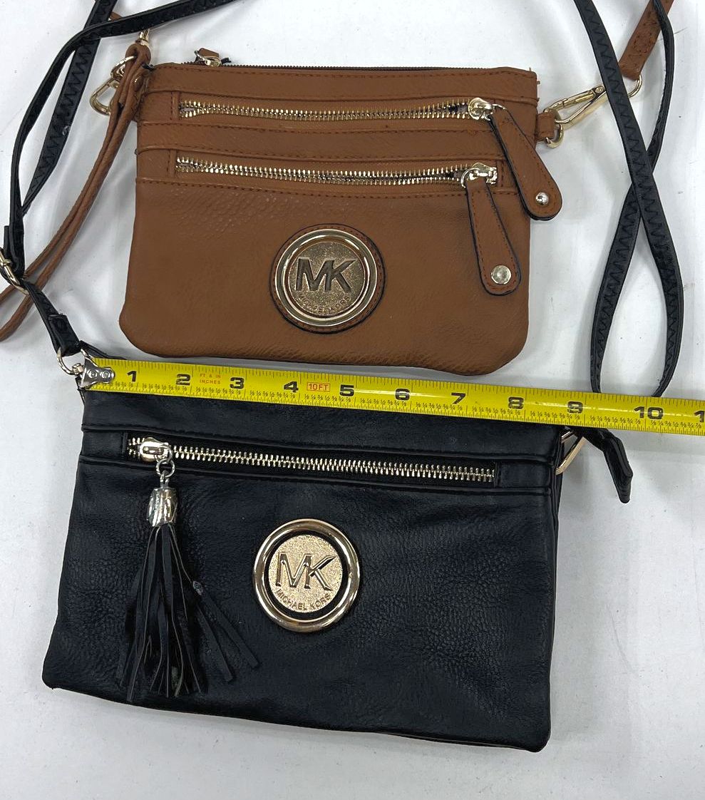 Women's Michael Kors Black & Brown Leather Zip Closure Crossbody Bags Purses Lot