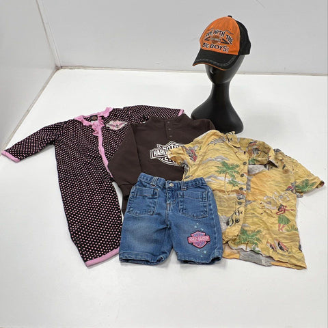 Harley Davidson Kids 5pc Lot Hat Hawaiian Shirt Pullover Shorts 24M-4T