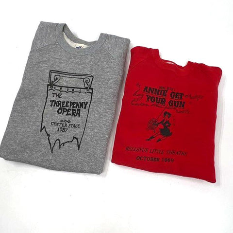 Vintage 80s Theatre Sweatshirt Lot 1987 Threepenny Opera 1989 Annie Gun Sz XL