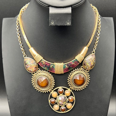 Vintage Costume Jewelry Lot of 10 Necklaces Brooches Rings Caroline Art Nouveau