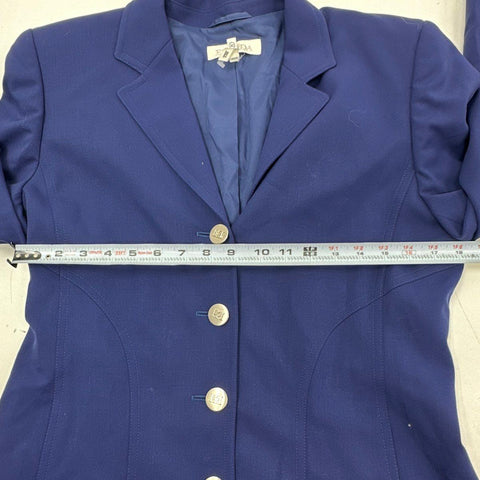 Escada Women's Blue 4-Button Tailored Blazer Jacket Vintage 90s Germany Sz 40