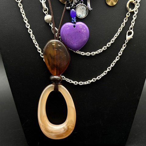 Vintage to Modern Mixed Costume Jewelry Necklace Lot Gold Silver Tone Pendants