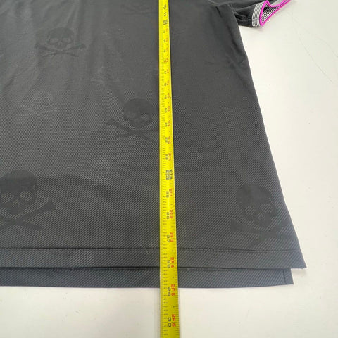 G/FORE Skull & Crossbones Tonal Print Performance Golf Polo Shirt Sz XL