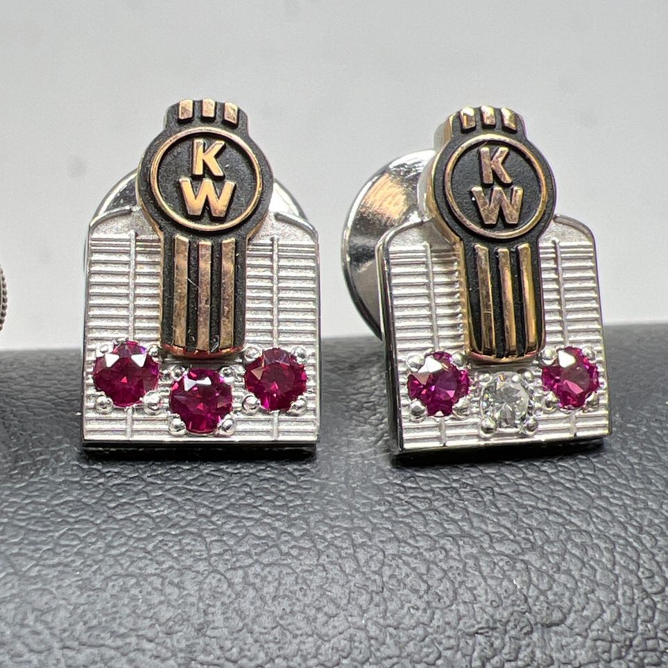 10K White & Yellow Gold Sapphire & Topaz Anniversary Pins 5.59g