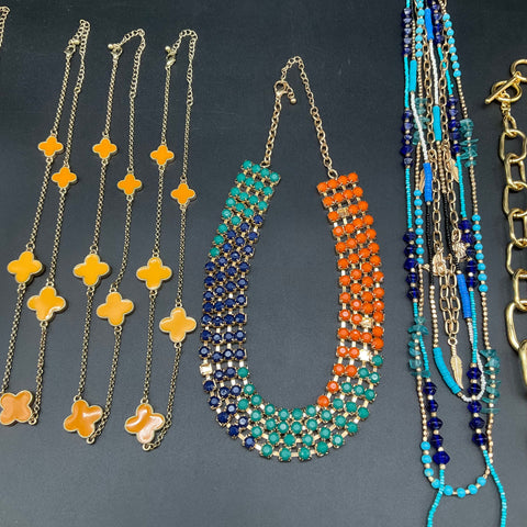 Vintage to Modern Costume Jewelry Necklace Lot of 9 Juicy Couture Talbots Bib