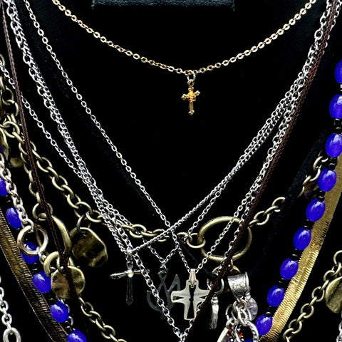 Vintage to Modern Mixed Costume Jewelry Necklace Lot Gold Silver Tone Pendants