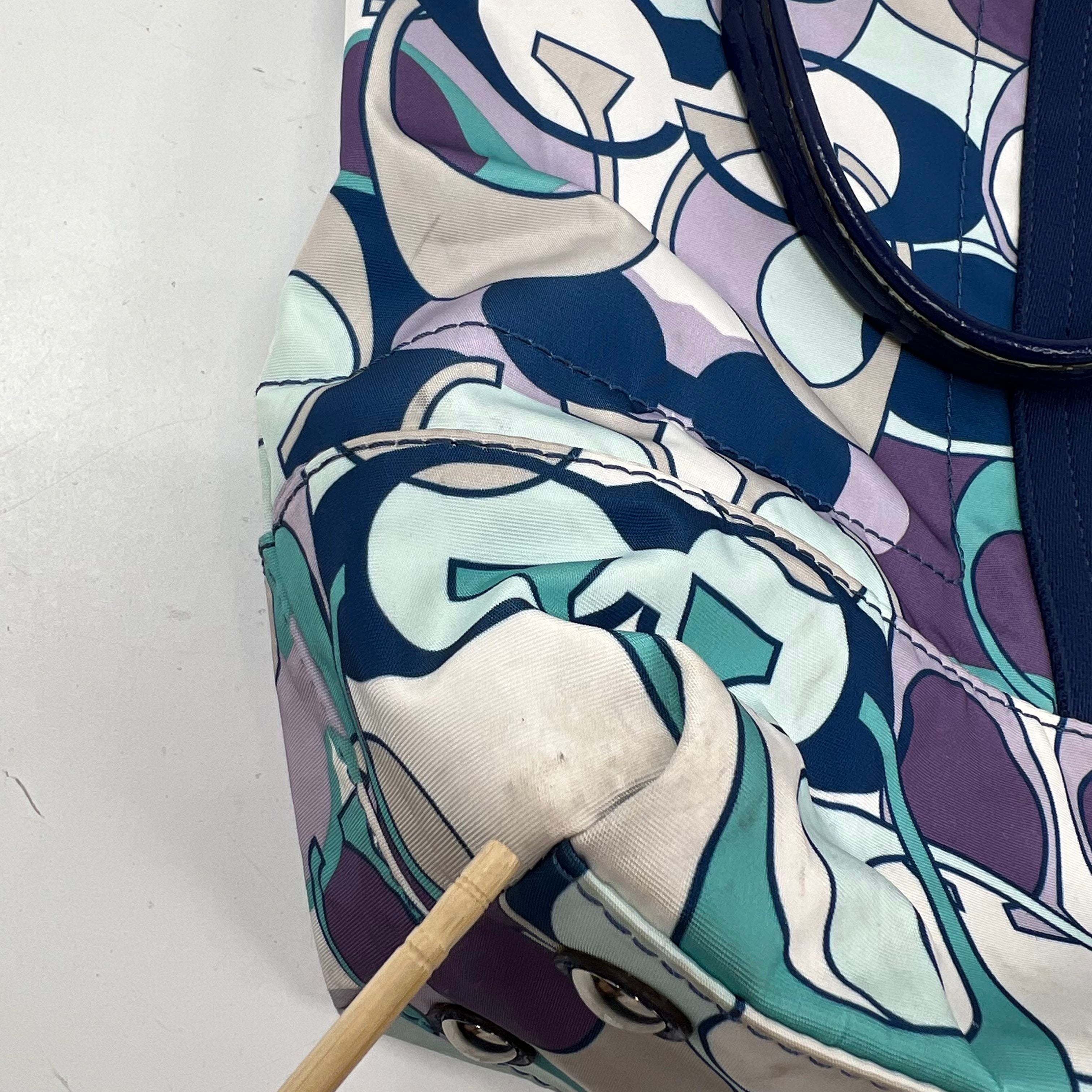 Coach OP Art Print Blues Signature Logo Graphics Weekender Bag Duffle F77285