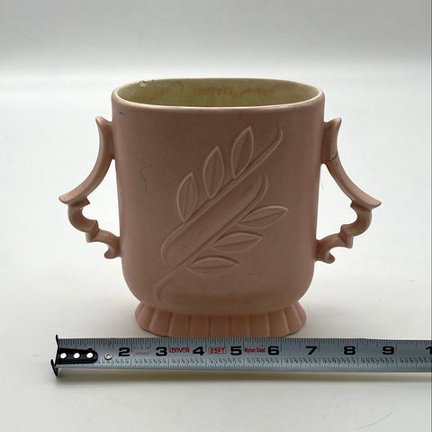 Red Wing 1174 Double Handled Vase Pink Ceramic Art Pottery Mid Century USA