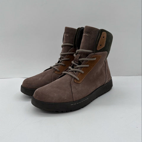 Josef Seibel Taupe Brown Suede Lace-Up Side Zip Ankle Boots Size 39