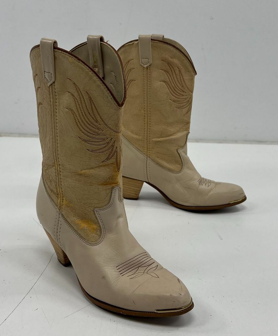 Vintage Dingo 42002 Two Tone Leather Western Cowgirl Boots USA Made Size 7.5