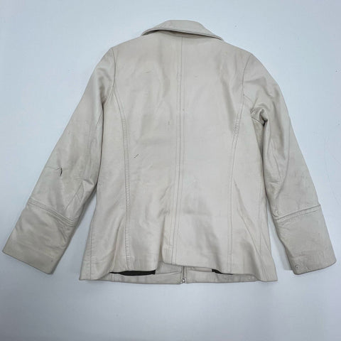 Vintage Y2K Wilsons Leather Cream Italian Moto Jacket Thinsulate Womens S