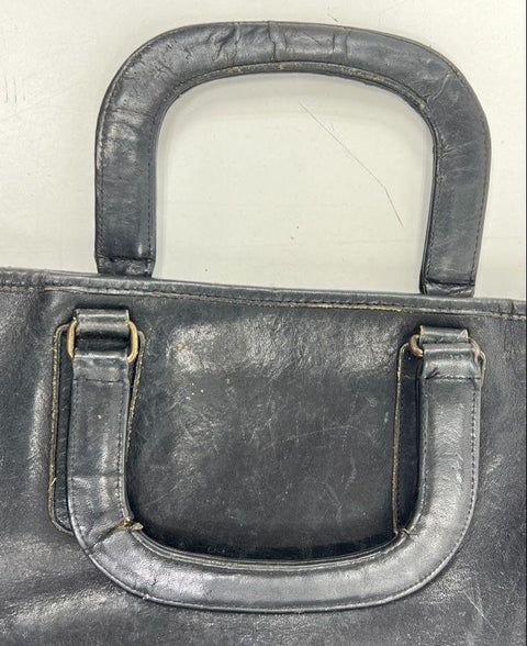 Vintage 80s Coach 9315 Black Leather Small Brief Bag Top Handle Satchel Handbag