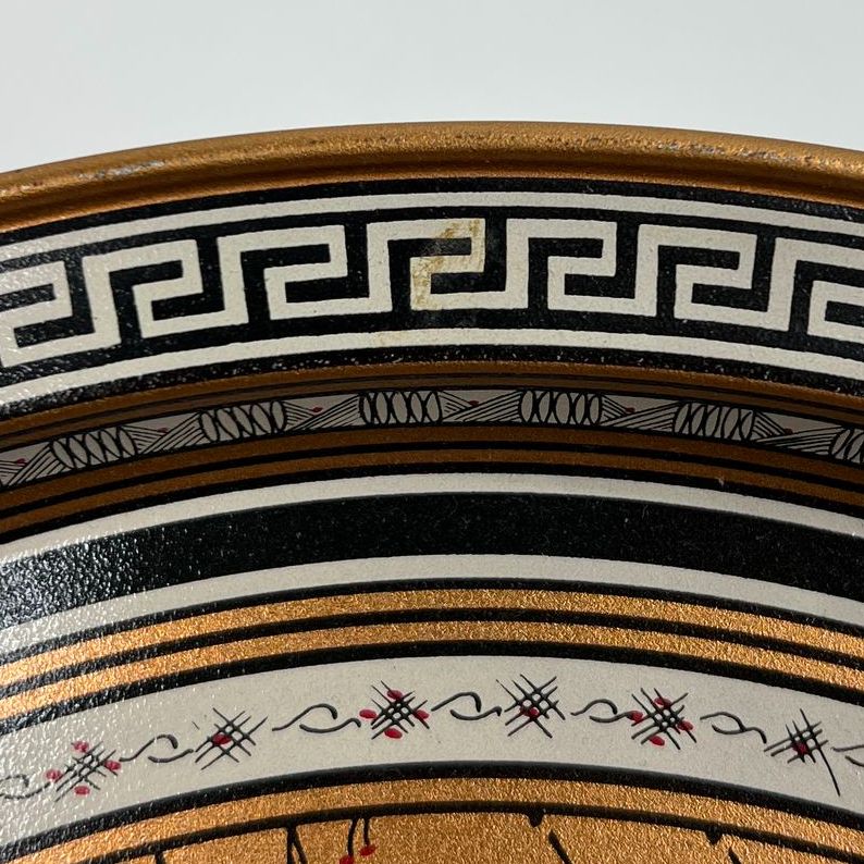Vintage Fabcraft Grecian Etruscan Tin Serving Tray Lot 2 Greek Key Design