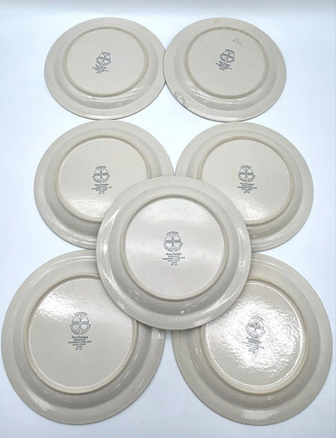 Kingsbury Autumn Flowers Dinner Plate Set 7 Piece Stoneware Vintage Japan