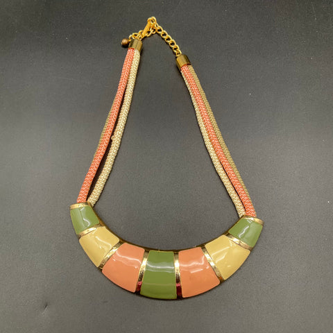 Vintage 1980s Statement Necklaces Lot of 5 Enamel Bib Beaded Multi-Strand