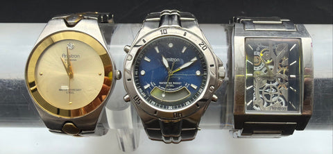 Armitron Men's Watch Lot of 3 Stainless Steel Diamond Skeleton Chronograph As-Is