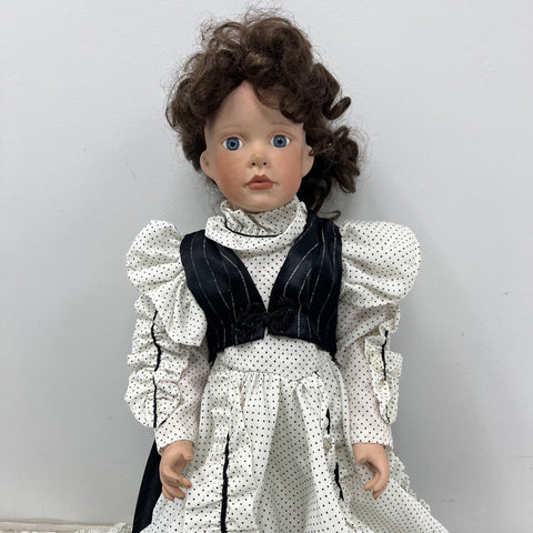 Janis Berard Porcelain Artist Doll Victorian Dress Black White 24" Limited Ed