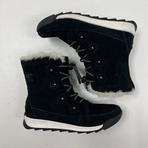 Sorel Youth Whitney II Short Lace Black Waterproof Winter Boots Size Y1.5