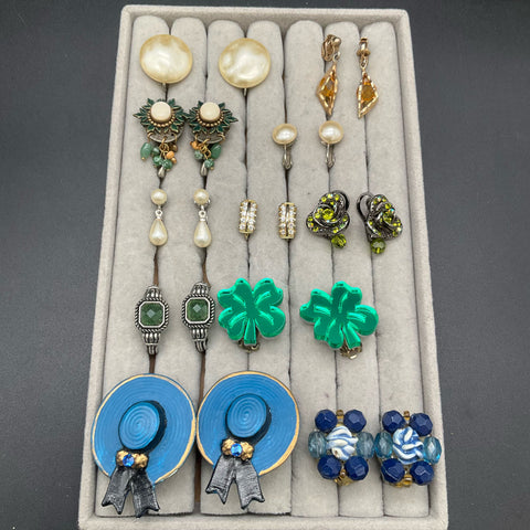 Jeff Lieb Richelieu Vintage Costume Clip On Earrings Jewelry Lot of 24 Pairs