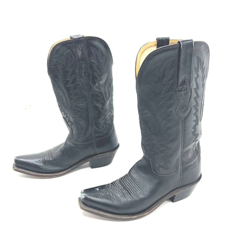 Old West LF1510 Women's Black Leather Snip Toe Western Cowboy Boots