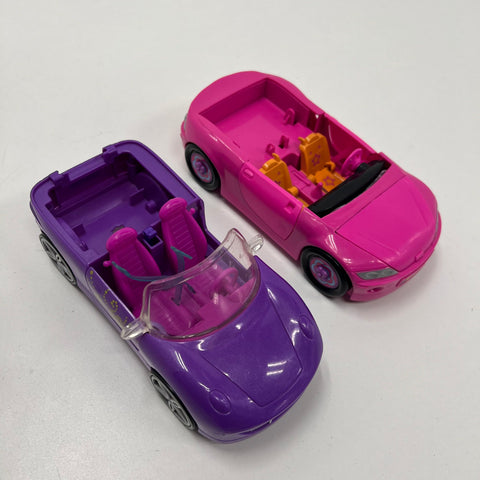 Lot of 2 Polly Pocket Cars Purple Pink Convertible 2003 Mattel *Damaged