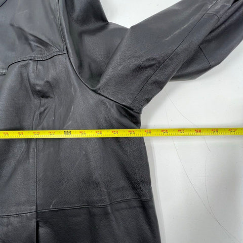 Maggie Barnes Women's Black Genuine Leather Button Front Car Coat Jacket Plus 4X